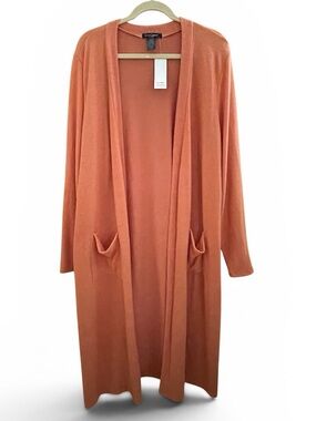 Long Open-Front Soft Women's Cardigan Duster in Pumpkin Spice Size 3X NWT